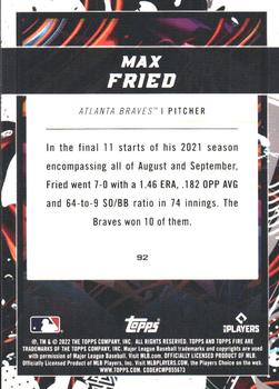 2022 Topps Fire - Gold Minted #92 Max Fried Back