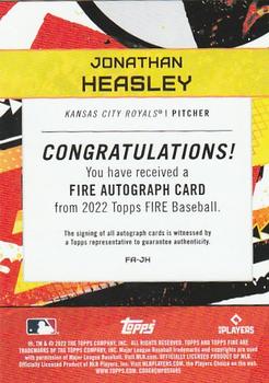 2022 Topps Fire - Autographs #FA-JH Jonathan Heasley Back
