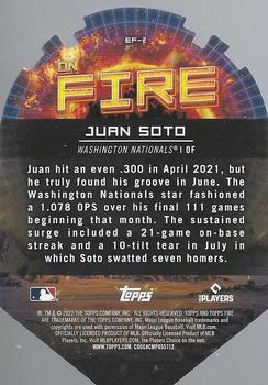 2022 Topps Fire - En Fuego Gold Minted #EF-2 Juan Soto Back