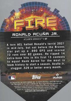 2022 Topps Fire - En Fuego Gold Minted #EF-4 Ronald Acuña Jr. Back