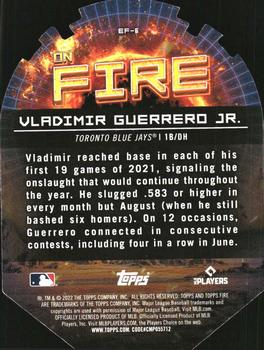 2022 Topps Fire - En Fuego Gold Minted #EF-6 Vladimir Guerrero Jr. Back