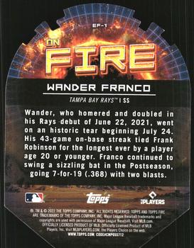 2022 Topps Fire - En Fuego Gold Minted #EF-7 Wander Franco Back