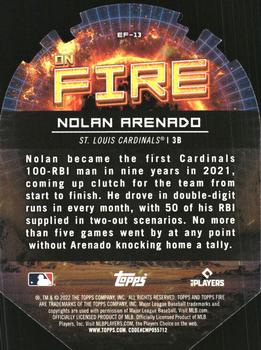 2022 Topps Fire - En Fuego Gold Minted #EF-13 Nolan Arenado Back