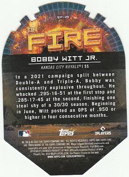 2022 Topps Fire - En Fuego Gold Minted #EF-29 Bobby Witt Jr. Back