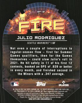 2022 Topps Fire - En Fuego Gold Minted #EF-30 Julio Rodriguez Back