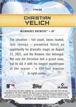 2022 Topps Fire - To The Moon Gold Minted #TTM-23 Christian Yelich Back