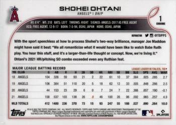 2022 Topps Chrome - Refractor #1 Shohei Ohtani Back