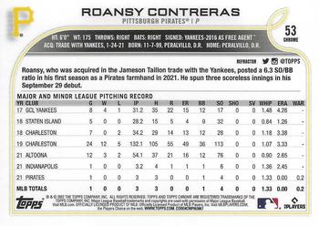 2022 Topps Chrome - Refractor #53 Roansy Contreras Back