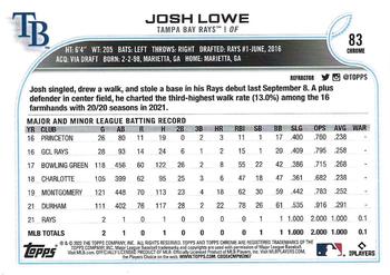 2022 Topps Chrome - Refractor #83 Josh Lowe Back