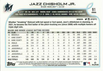 2022 Topps Chrome - Refractor #91 Jazz Chisholm Jr. Back