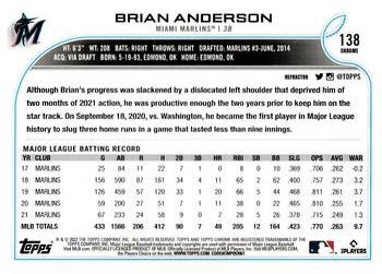 2022 Topps Chrome - Refractor #138 Brian Anderson Back