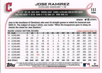 2022 Topps Chrome - Refractor #151 Jose Ramirez Back