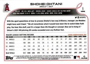 2022 Topps Chrome - Refractor #1 Shohei Ohtani Back