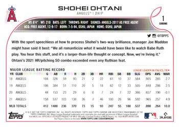 2022 Topps Chrome - Sepia Refractor #1 Shohei Ohtani Back