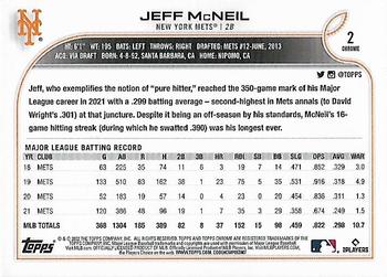 2022 Topps Chrome - Pink Refractor #2 Jeff McNeil Back