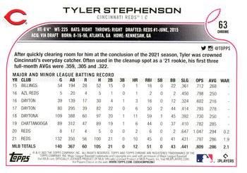 2022 Topps Chrome - Pink Refractor #63 Tyler Stephenson Back