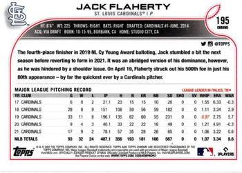 2022 Topps Chrome - Pink Refractor #195 Jack Flaherty Back