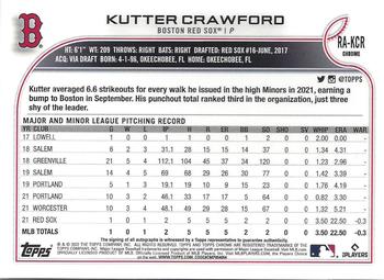 2022 Topps Chrome - Rookie Autographs #RA-KCR Kutter Crawford Back