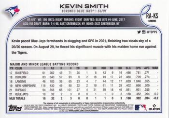 2022 Topps Chrome - Rookie Autographs #RA-KS Kevin Smith Back