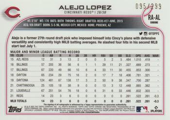 2022 Topps Chrome - Rookie Autographs Purple Speckle Refractor #RA-AL Alejo Lopez Back