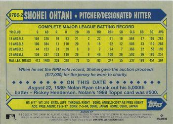 2022 Topps Chrome - 1987 Topps Baseball 35th Anniversary #87BC-2 Shohei Ohtani Back