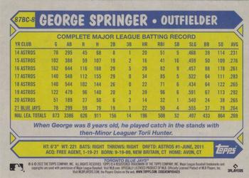 2022 Topps Chrome - 1987 Topps Baseball 35th Anniversary #87BC-8 George Springer Back