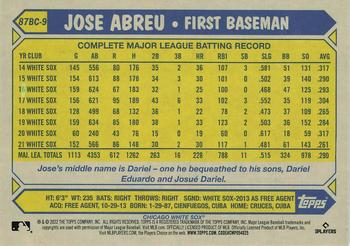 2022 Topps Chrome - 1987 Topps Baseball 35th Anniversary #87BC-9 Jose Abreu Back