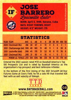 2022 Choice Louisville Bats #02 Jose Barrero Back