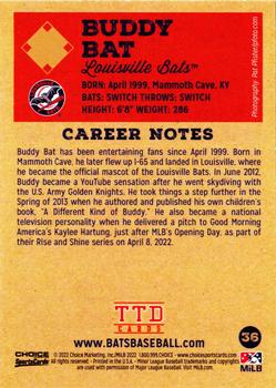 2022 Choice Louisville Bats #36 Buddy Bat Back