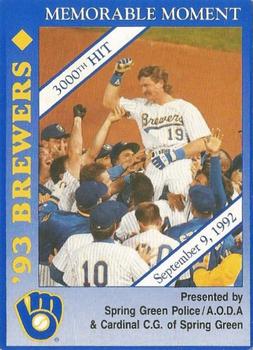 1993 Milwaukee Brewers Police - Spring Green Police / A.O.D.A & Cardinal C.G. of Spring Green #NNO Robin Yount Front