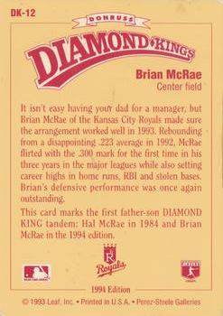 1994 Donruss - Diamond Kings #DK-12 Brian McRae Back