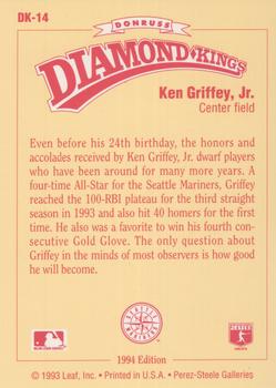 1994 Donruss - Diamond Kings #DK-14 Ken Griffey, Jr. Back