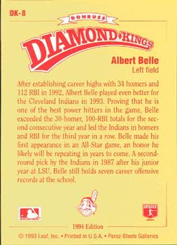 1994 Donruss - Diamond Kings #DK-8 Albert Belle Back