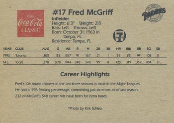 1991 Coca-Cola San Diego Padres #NNO Fred McGriff Back
