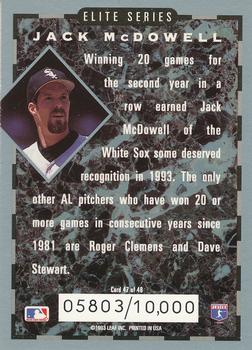 1994 Donruss - Elite Series #47 Jack McDowell Back