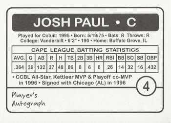 1998 Cotuit Kettleers #4 Josh Paul Back