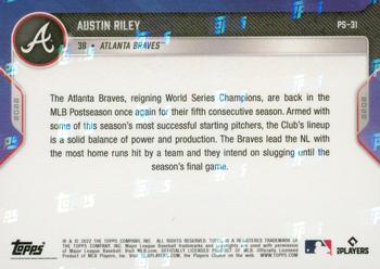 2022 Topps Now Postseason Atlanta Braves #PS-31 Austin Riley Back
