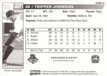 2004 Choice Frederick Keys #14 Tripper Johnson Back