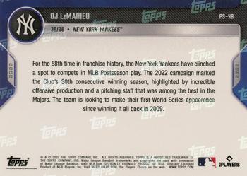 2022 Topps Now Postseason New York Yankees #PS-48 DJ LeMahieu Back