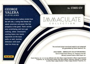 2022 Panini Immaculate - Clearly Immaculate Material Signatures Gold #CIMS-GV George Valera Back