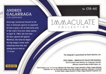 2022 Panini Immaculate - Clearly Immaculate Signatures #CIS-AG Andres Galarraga Back
