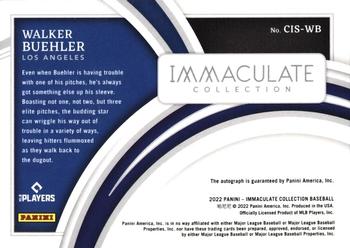 2022 Panini Immaculate - Clearly Immaculate Signatures #CIS-WB Walker Buehler Back