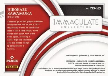 2022 Panini Immaculate - Clearly Immaculate Signatures Red #CIS-HS Hirokazu Sawamura Back