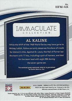 2022 Panini Immaculate - Hall of Fame Materials Red #HFM-AK Al Kaline Back