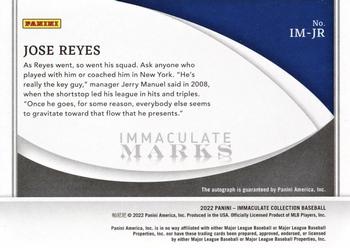 2022 Panini Immaculate - Immaculate Marks #IM-JR Jose Reyes Back