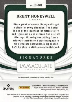 2022 Panini Immaculate - Immaculate Signatures Gold #IS-BH Brent Honeywell Back