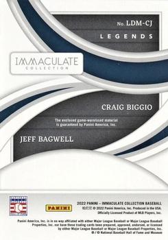 2022 Panini Immaculate - Legends Dual Materials Red #LDM-CJ Craig Biggio / Jeff Bagwell Back