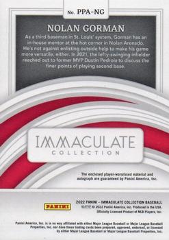 2022 Panini Immaculate - Prospect Patch Autographs #PPA-NG Nolan Gorman Back