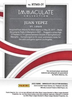 2022 Panini Immaculate - Rookie Triple Memorabilia Signatures Holo Silver #RTMS-JY Juan Yepez Back