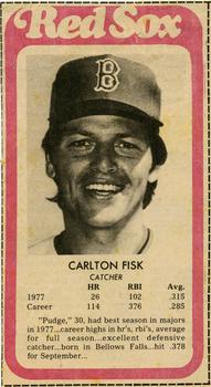 1978 Burlington Free Press Baseball Cards #NNO Carlton Fisk Front
